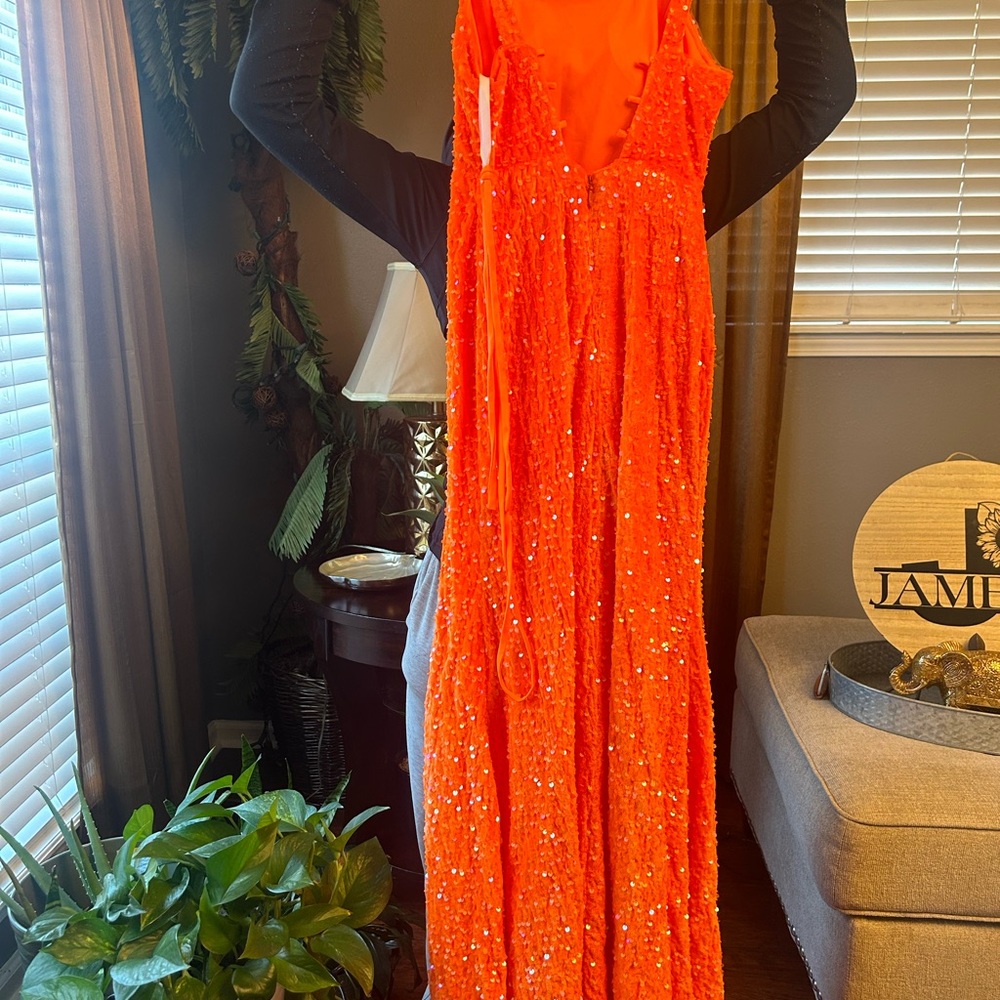 Sparkling Orange Sequin Dress